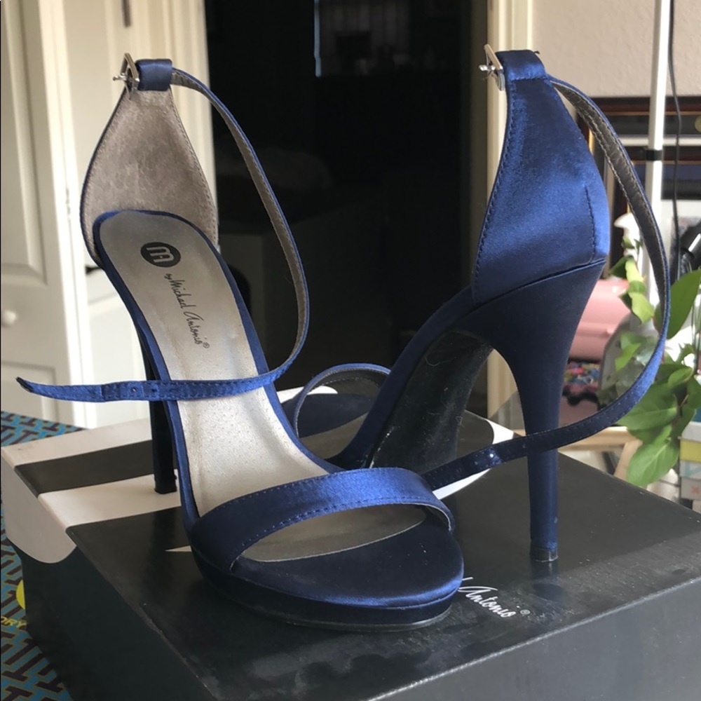 Navy satin heels